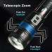Ліхтар FLUORESCENCE AK177+LASER LED PM60-TG (ЗУ Type-C, 8x18650 power bank, zoom, 5 фільтрів)