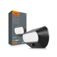  Ліхтар VIDEX VL-BHSO-001-S 5W настінний автономний 500Lm (LiFePO4 2000mAh + SOLAR) IP65  5000K